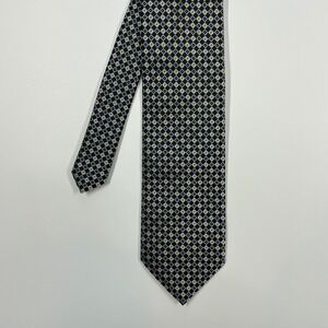 Chereskin Blue Gold Geometric Square Silk Necktie Mens One Size